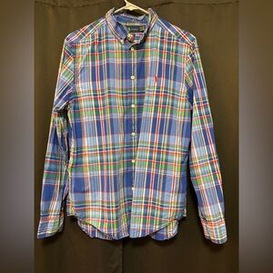 RALPH LAUREN BOYS BLUE PLAID LONG SLEEVE SHIRT SIZE XL(18-20)
